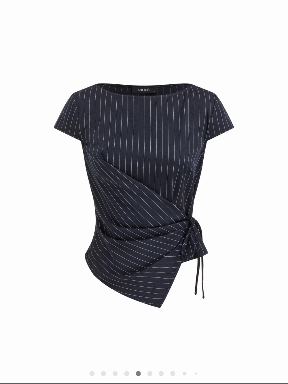 NWT.  Cider Navy and White Pinstripe Boatneck Wrap Top